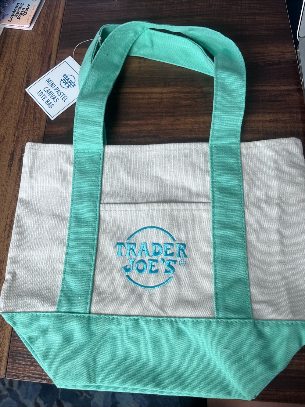Trader Joe’s mini pastel canvas tote